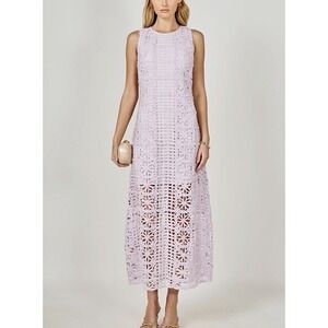 Endless Rose Lavender Weaved Midi Dress Wedding Guest Purple CK1079D Medium